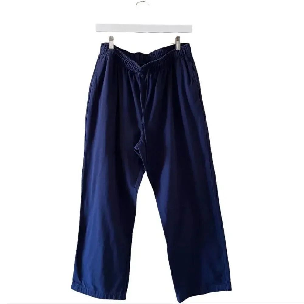 Karen Scott Sport Navy  High Rise Wide Leg Pull On Lounge Athleisure Pants SZ L